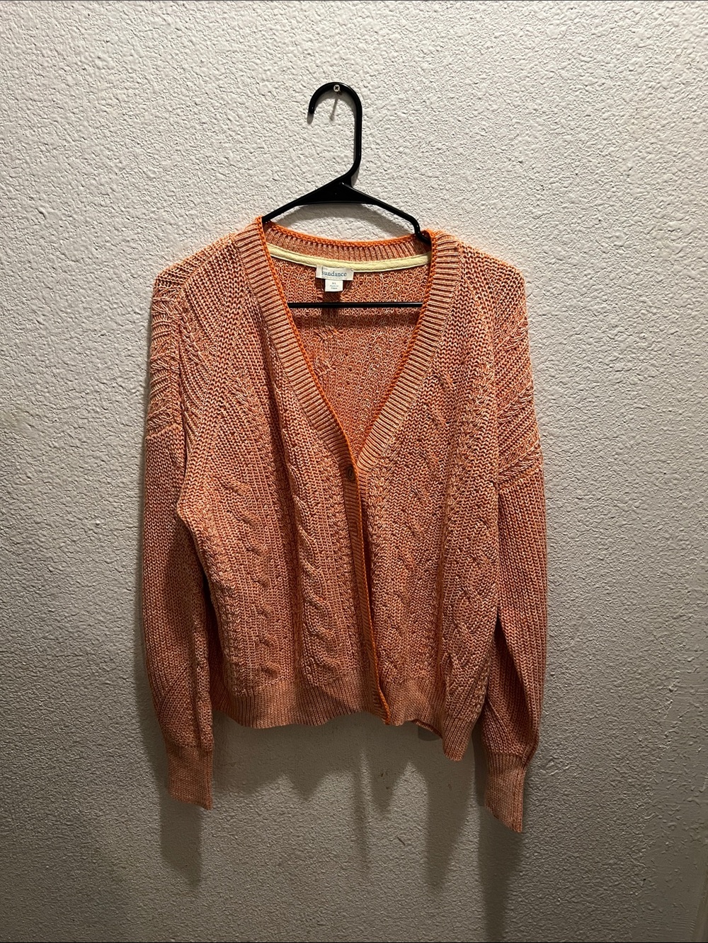 Sundance Peach-Orange Open Knit Cardigan